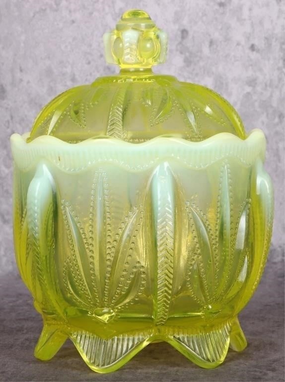 FENTON CACTUS TOPAZ OPALESCENT (UO2) SUGAR BOWL (1 of 5)