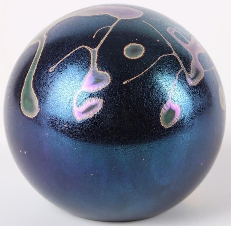 R. HELD IRIDESCENT ART GLASS SIGNED PAPERWEIGHT (1 of 3)