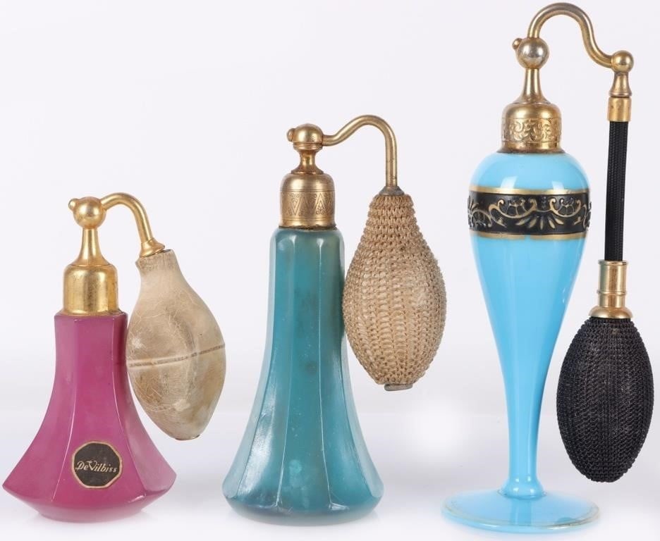 ANTIQUE DEVILBISS GLASS PERFUME BOTTLES (3) (1 of 4)