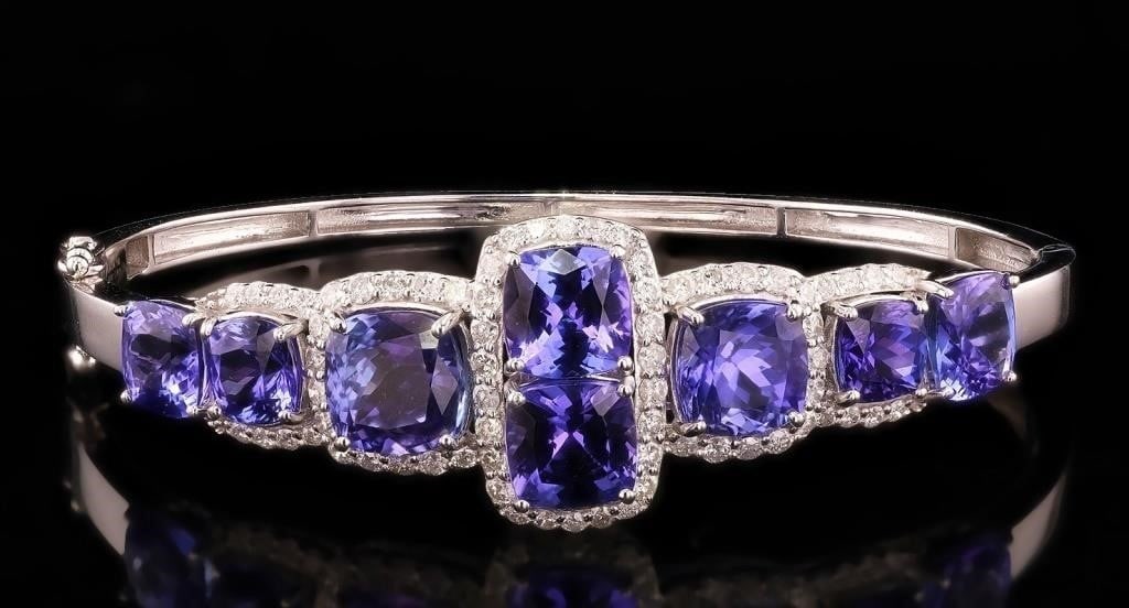 1.8CTW DIAMOND PLATINUM BANGLE BRACELET W/ TANZ (1 of 4)