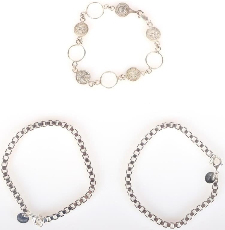 STERLING SILVER LADIES CHAIN & COIN BRACELETS (1 of 4)