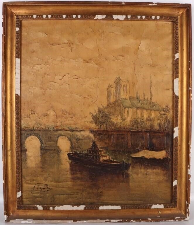 PEMARTIN ORIGINAL EUROPEAN PAINTING OF NOTRE DAME: Pemartin original European painting of Notre Dame in Paris France. This piece is painted in heavy impasto. Signed lower left. We do not guarantee this piece as original so bid accordingly. Condition: 
