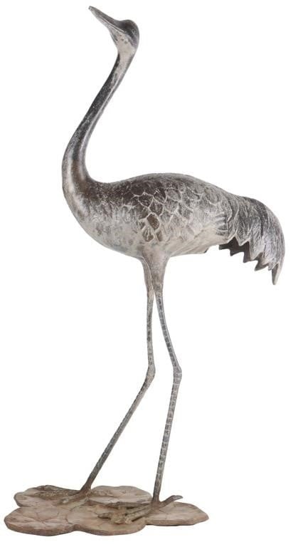 VINTAGE BRONZE GARDEN CRANE SCULPTURE (1 of 8)
