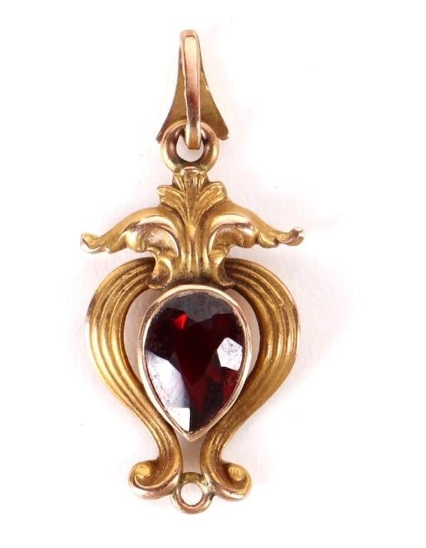 VINTAGE 18K YELLOW GOLD 0.40CT. GARNET PENDANT (1 of 3)