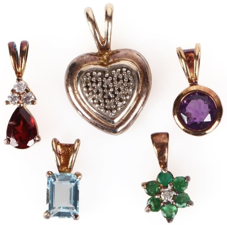 STERLING SILVER GEMSTONE LADIES PENDANTS - (5) (1 of 2)