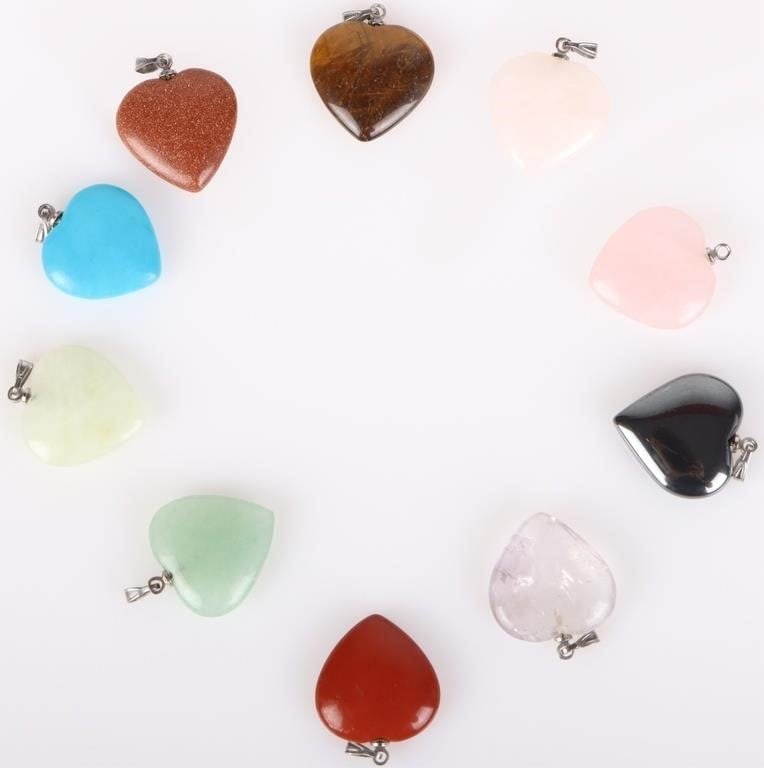 STERLING SILVER HEART MULTI-STONE PENDANTS (1 of 2)