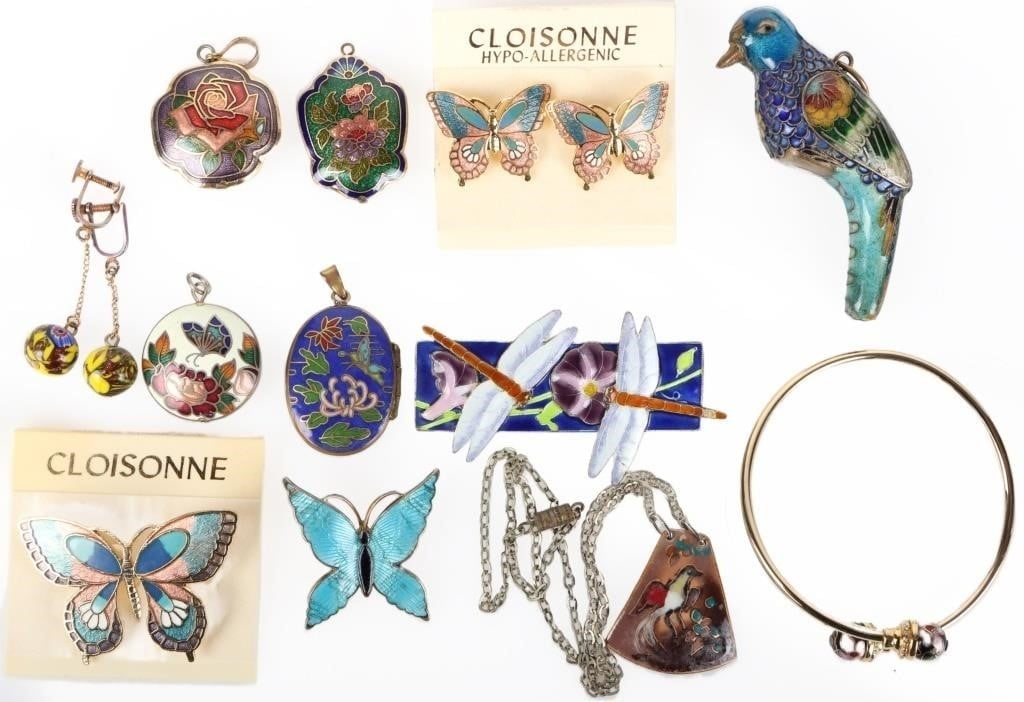 ASIAN CLOISONNE ASSORTED LADIES JEWELRY - (11) (1 of 5)