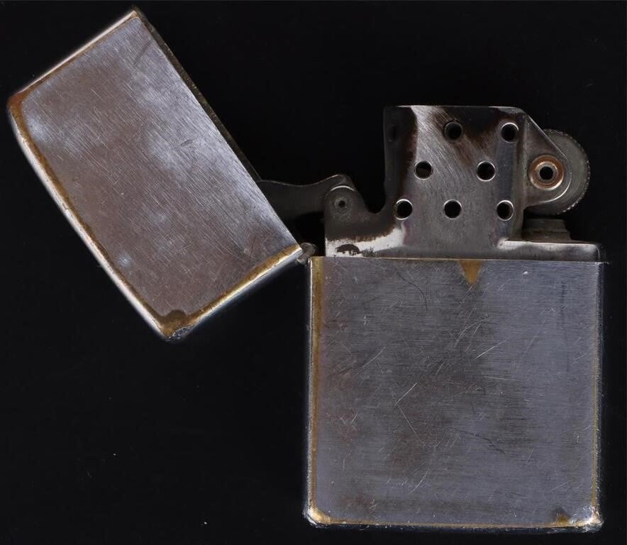 1963 VINTAGE ZIPPO BRADFORD LIGHTER PAT. 2517191: 1963 Vintage Zippo Bradford lighter Pat. 2517191. Size: 2.25" Length Condition: Wear commensurate with age. Functionality not tested.
