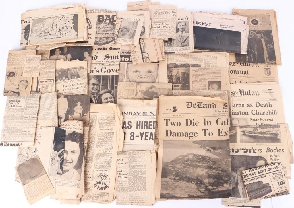 VINTAGE NEWSPAPERS 40'S 50'S 60'S FLORIDA PRESS (1 of 6)