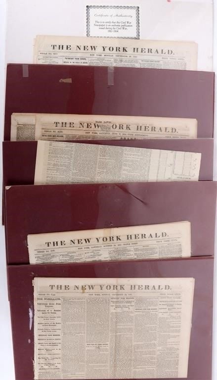 NEW YORK HERALD CIVIL WAR NEWSPAPERS ENCASED (5) (1 of 8)
