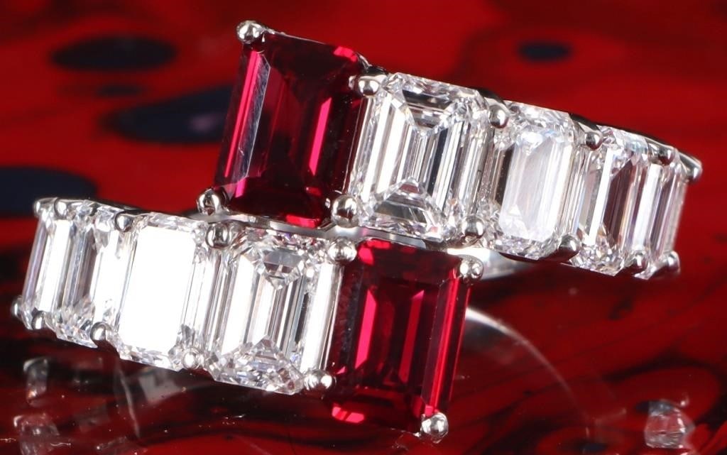 PLATINUM RUBY & LAB DIAMOND LADIES RING 1.8CTW (1 of 5)
