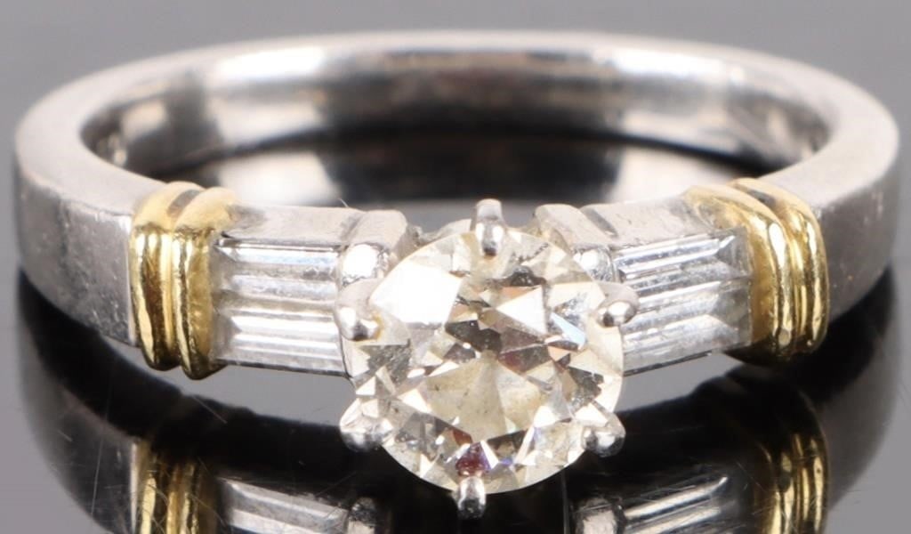 PLATINUM & 18K M&B .75CT DIAMOND WEDDING SET (1 of 6)