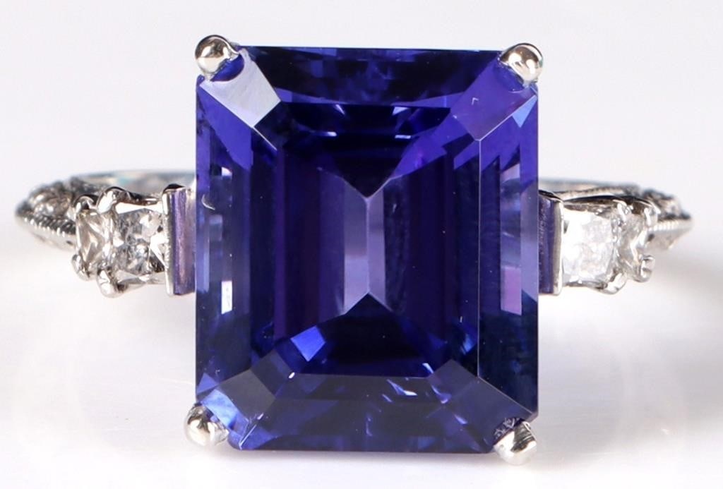 9.55CT VIOLET TANZANITE DIAMOND PLATINUM RING GIA (1 of 6)