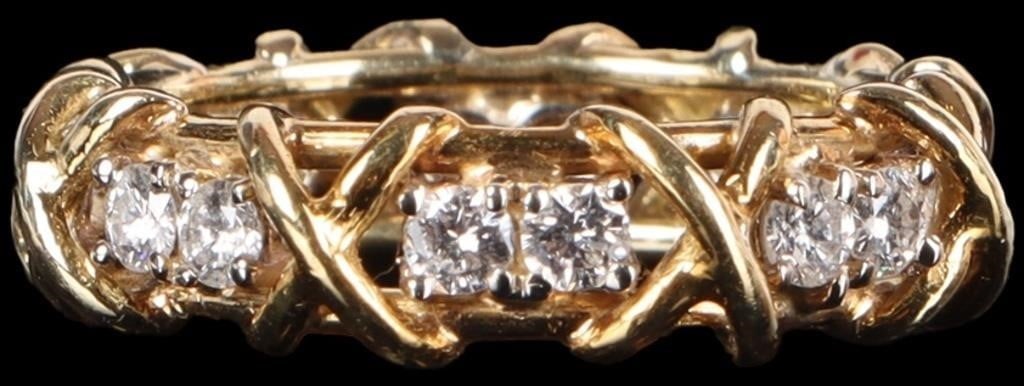 18K YELLOW GOLD LADIES RING W/ SIXTEEN DIAMONDS (1 of 3)