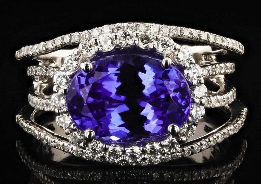 4.26CT TANZANITE PLATINUM LADIES RING W/ DIAMONDS (1 of 3)