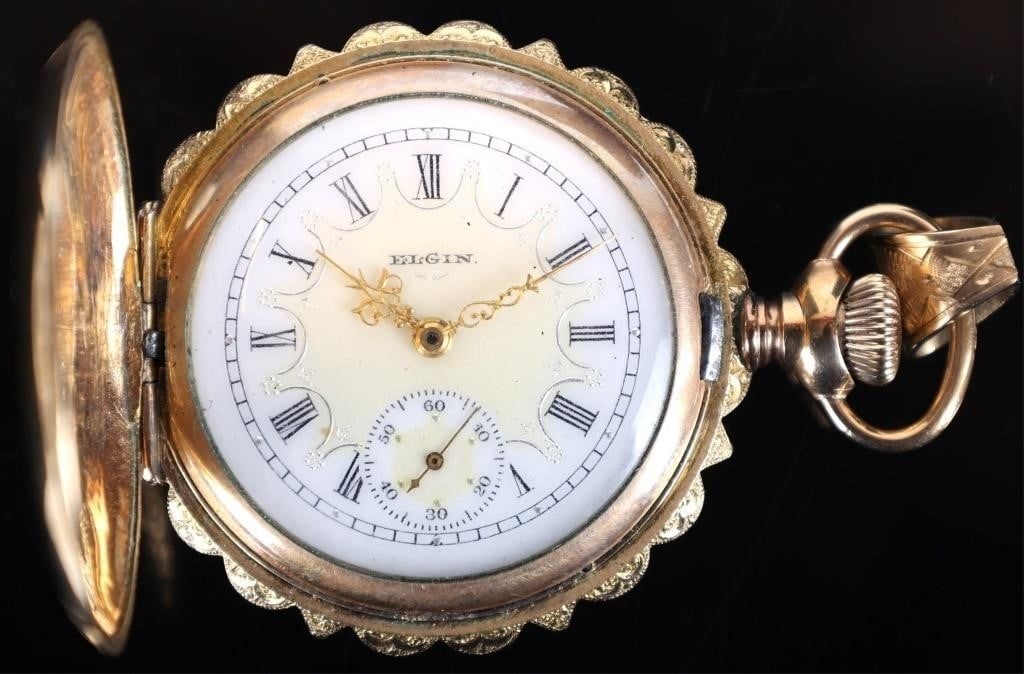14K YELLOW GOLD ORNATE ENGRAVED ELGIN POCKETWATCH (1 of 6)