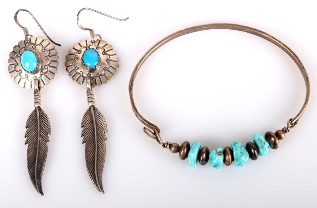 SOUTHWEST STERLING SILVER LADIES JEWELRY TURQUOISE (1 of 4)