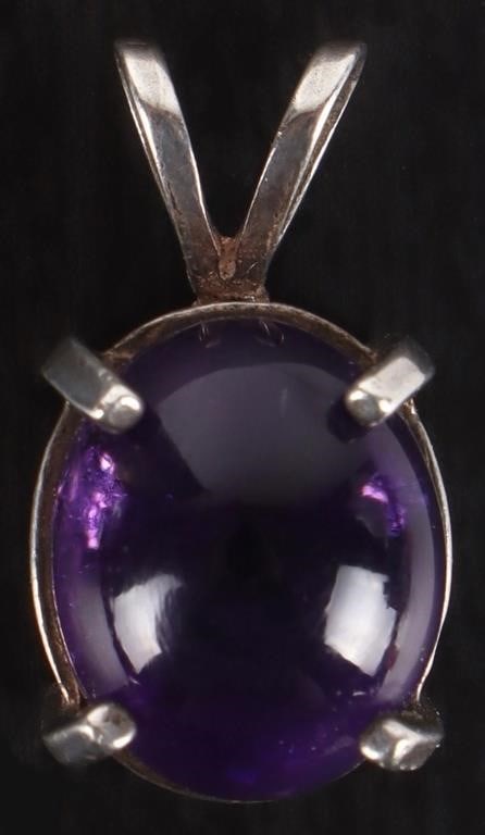 CABOCHON AMETHYST STERLING SILVER PENDANT (1 of 4)
