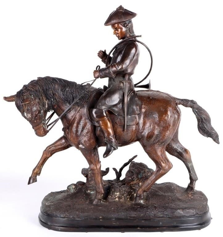 EDWARD BERGE SOLDIER ON HORSEBACK BRONZE STATUE (1 of 9)