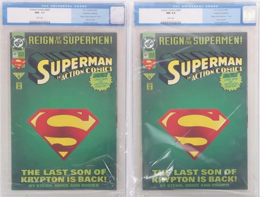 ACTION COMICS #687 COMIC BOOKS CGC 9.4 & 9.2 (1 of 7)