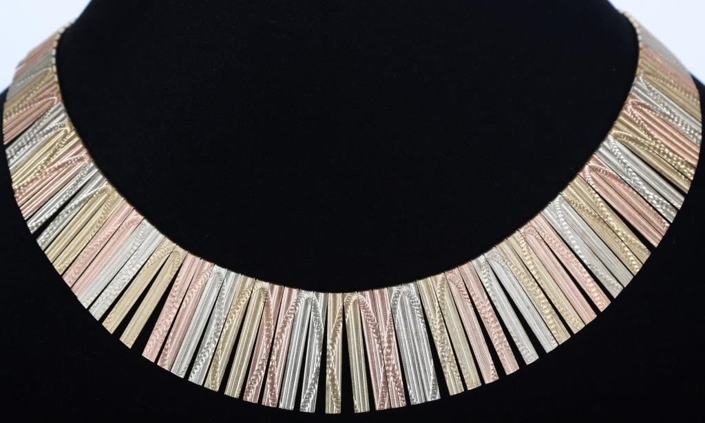 14K TRI-COLOR GOLD ITALIAN CLEOPATRA NECKLACE (1 of 4)