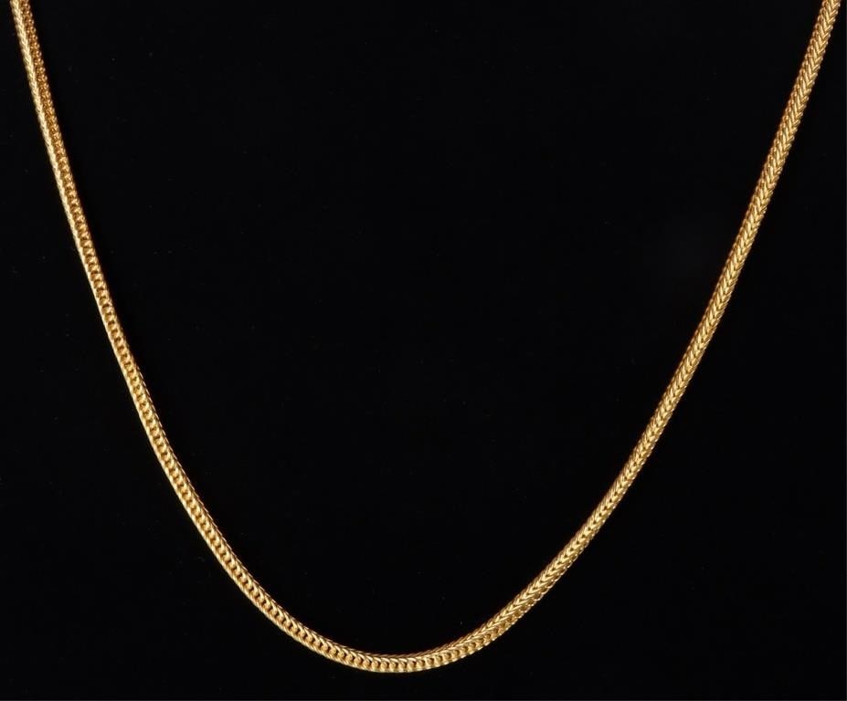 22K YELLOW GOLD MENS SQUARE SNAKE CHAIN NECKLACE (1 of 3)