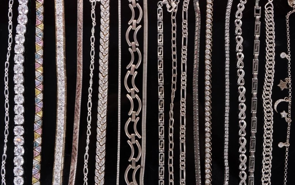 VARIOUS STERLING SILVER LADIES BRACELETS LOT OF 20 (1 of 11)