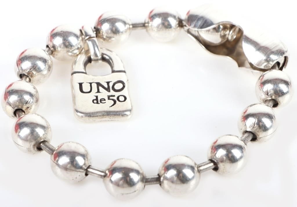 UNO DE 50 STERLING SILVER DESIGNER BEADED BRACELET (1 of 4)