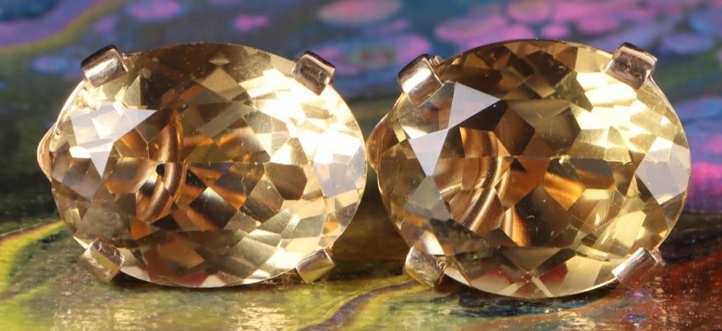 14K YELLOW GOLD CITRINE LADIES CLIP-ON EARRINGS (1 of 4)