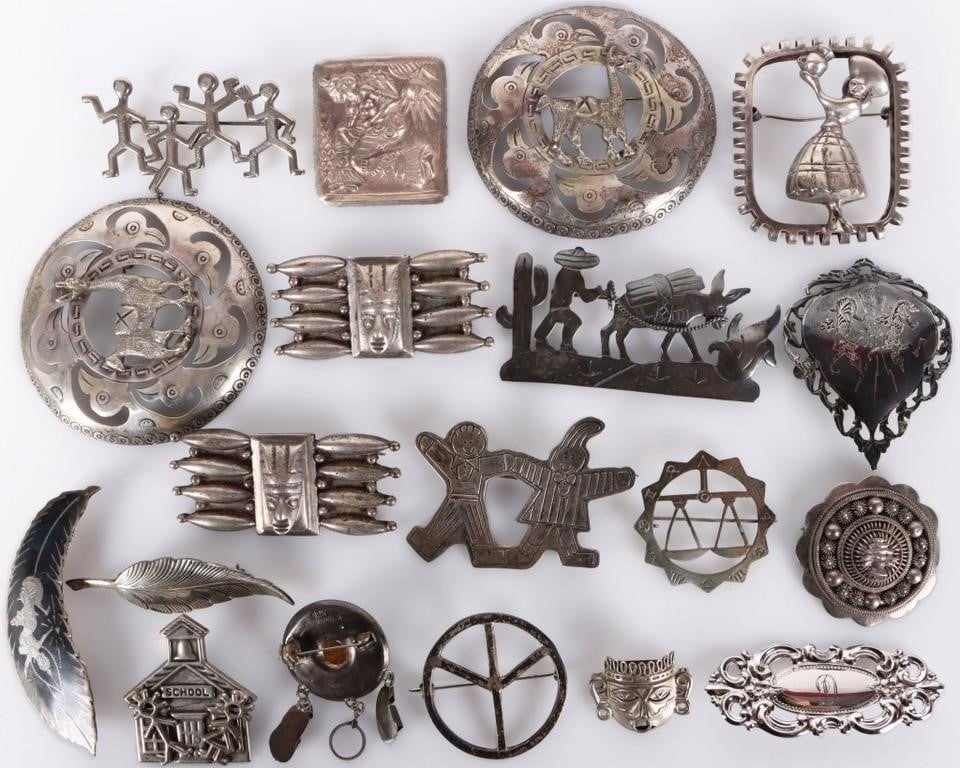 STERLING SILVER LADIES BROOCH LOT OF 20 (1 of 4)