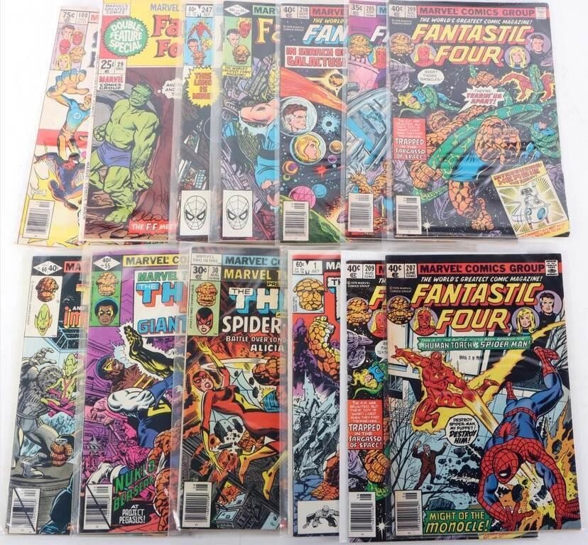 FANTASTIC FOUR & THE THING COMICS LOT (16): Lot of sixteen Fantastic Four and The Thing comics, to include Fantastic Four # 205 (first appearance of Rul, later to become The Protector, first appearance of the Nova Corps, and first named