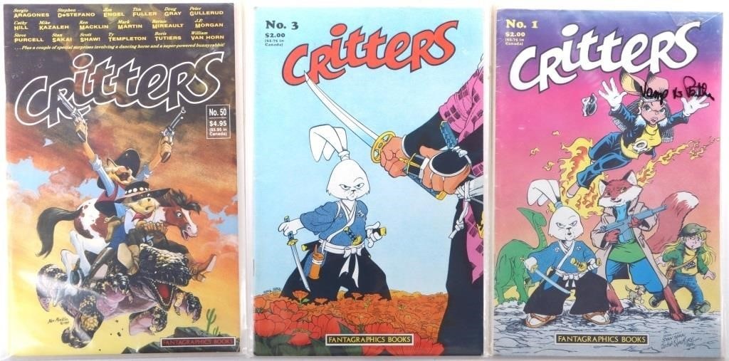 CRITTERS #1, #3, & #50 FANTAGRAPHIC COMIC BOOKS (1 of 4)