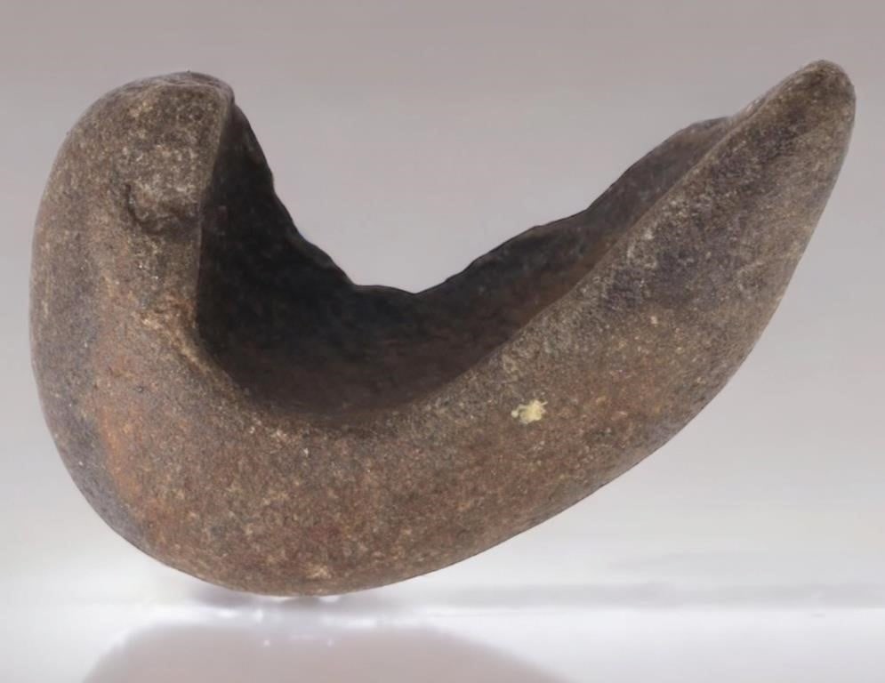 NATIVE AMERICAN STONE PIGMENT MORTAR ARTIFACT: Paleolithic Native American Stone pigment mortar implement. Size: ~4 Length Condition: Wear Commensurate with age.