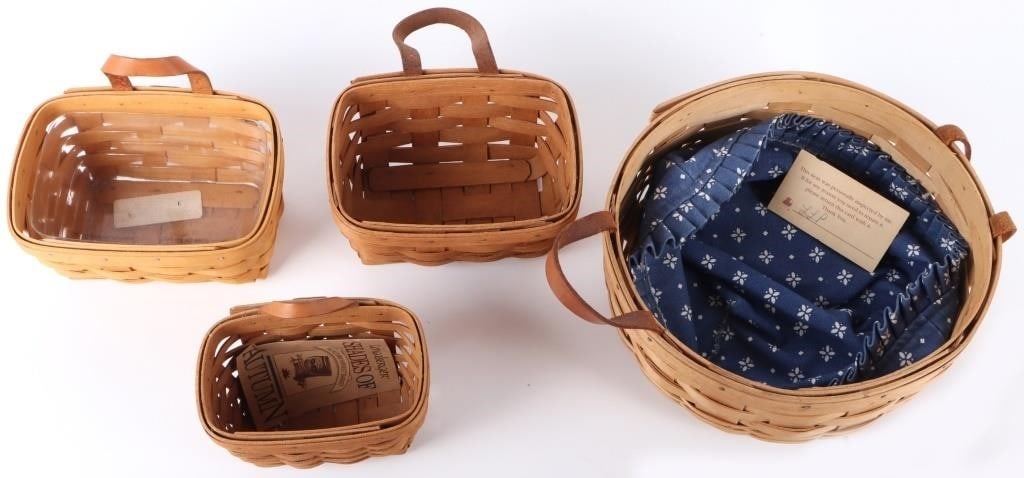 VINTAGE LONGABERGER BASKETS LOT OF FOUR SIGNED (1 of 9)
