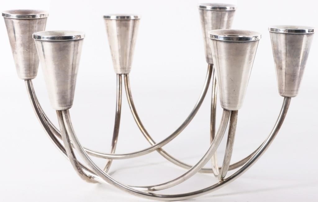 MCM DUCHIN STERLING 3 ARM CANDLESTICK HOLDERS (2) (1 of 6)