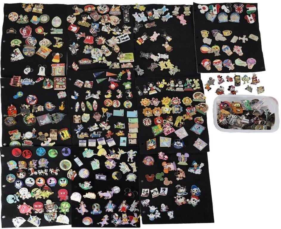 400 DISNEY PINS VINYLMATION INSPEARATIONS & MORE: Lot of almost four-hundred Disney pins, including individual items and parts of collections, including Vinylmation (Star Wars & Toy Story in particular), InspEARations Mickey statues, Dee-Bees, Hidden