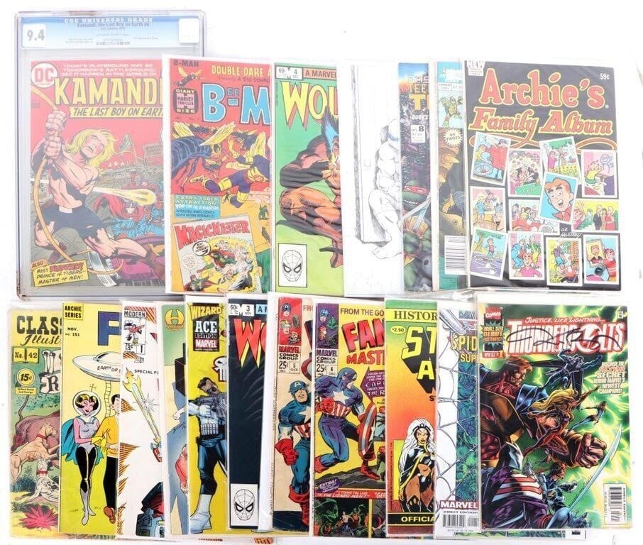 ASSORTED BRONZE/ MODERN AGE COMICS - (18): Assorted Bronze/ Modern Age comics. Highlights to include Kamandi, The Last Boy on Earth #4 CGC grade 9.4, Voltron Special 1st edition, Wolverine Limited series #3 & 4, and more. Condition: Mid to Hig