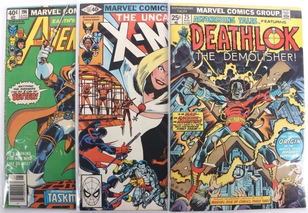 ASSORTED MARVEL KEY ISSUE COMIC BOOKS - (3): Assorted Marvel key issue comic books to include one Avengers #196 featuring the 1st appearance of the Taskmaster, The Uncanny X-Men #131 featuring the 1st cover appearance of the White Queen, and Ast