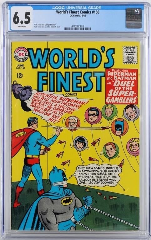 WORLD'S FINEST #150 SILVER AGE 1965 DC CGC 6.5: World's Finest #150, a Silver Age DC comic from 1965. CGC graded 6.5. Condition: CGC 6.5 Comic books DC Silver Age (1956-1970) Graded and Slabbed