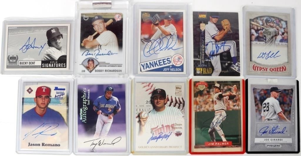 ASSORTED AUTOGRAPHED MLB BASEBALL CARDS - (10) (1 of 4)