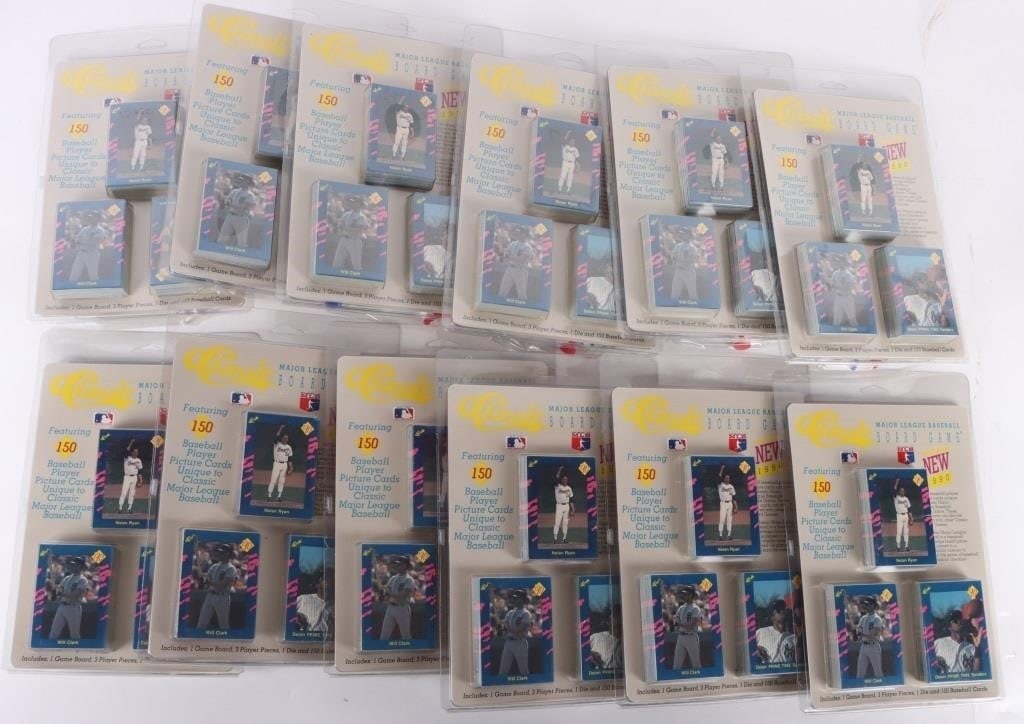 UNOPENED 1990 MLB BASEBALL CARD BOARD GAMES (12): BRAND NEW 12 Set Lot Classic 1990 MLB Baseball Card Board Game Ryan, Sosa, Griffey and Deion. Condition: Brand New. See images for complete condition. Sports cards Modern Age (1985-Present) Weight: Cl