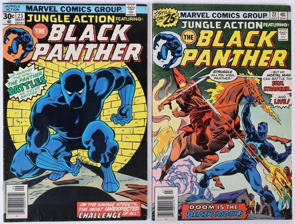 JUNGLE ACTION #22 & 23 CLASSIC BLACK PANTHER: Jungle Action #22 (first appearance of the Soul Strangler) and 23 (iconic John Byrne cover), both of which feature the Black Panther. Condition: See pictures. Comic books Marvel Bronze Age (1970-1985)