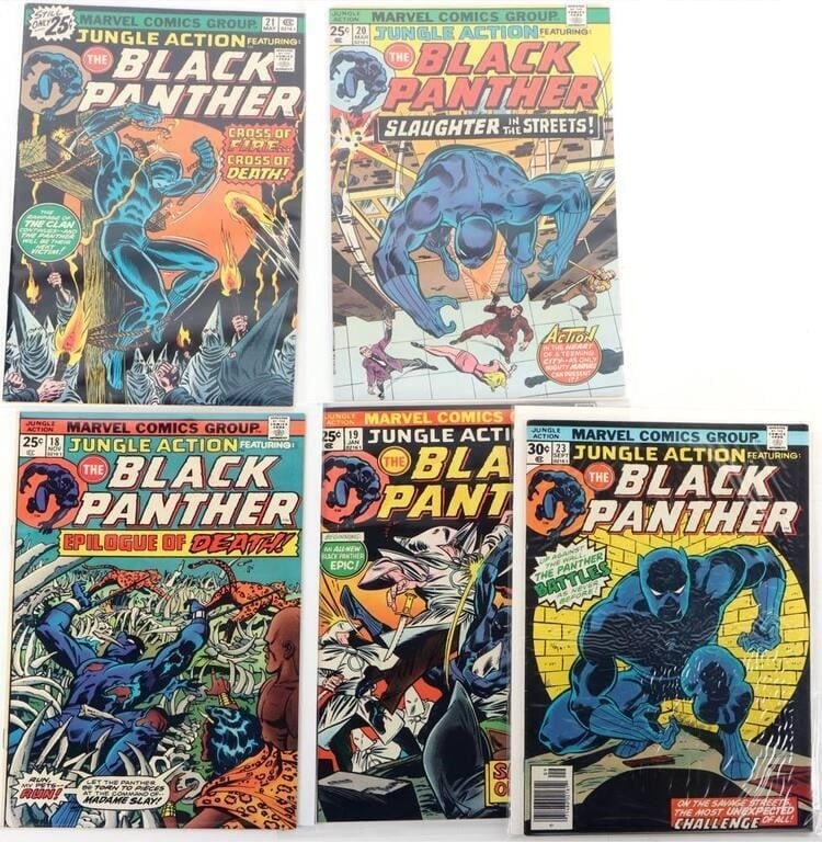 JUNGLE ACTION FEATURING BLACK PANTHER #18-21 & 23: Jungle Action Featuring Black Panther #18-21 & 23 Mid to High grade. Condition: Mid to High grade. Comic books Marvel Bronze Age (1970-1985) Raw Book(s)