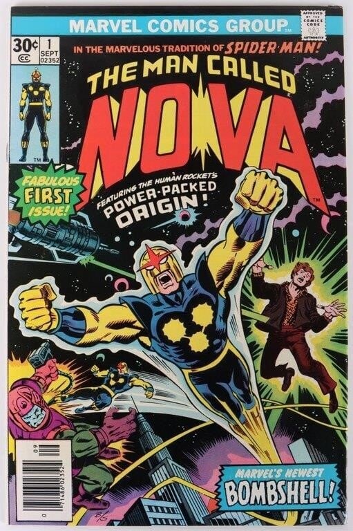 NOVA #1 RAW MARVEL COMICS 1976: Nova #1. Published by Marvel Comics in 1976. To feature first appearance and origin of Richard Rider/Nova. First appearance and death of Rhomann Dey, Corpsman of the Nova corps. First appearance of Ro