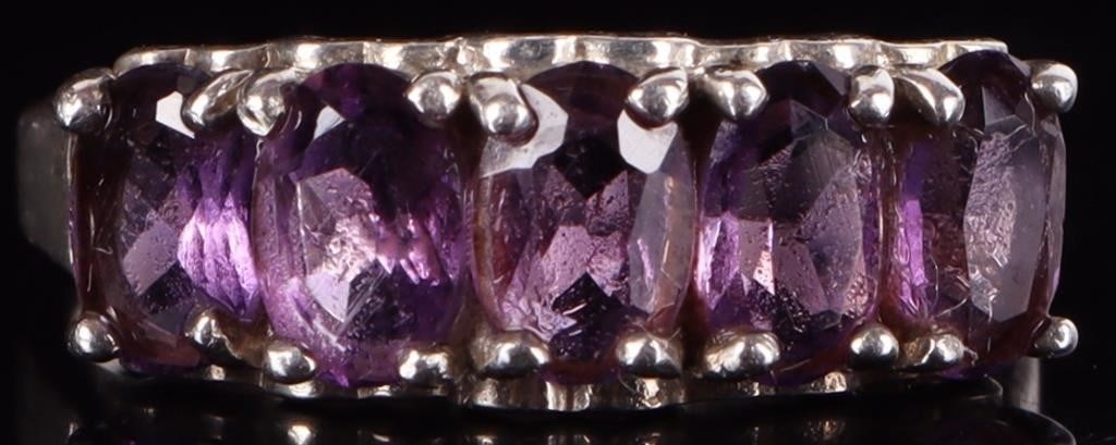 STERLING SILVER AMETHYST LADIES HEART RING (1 of 4)