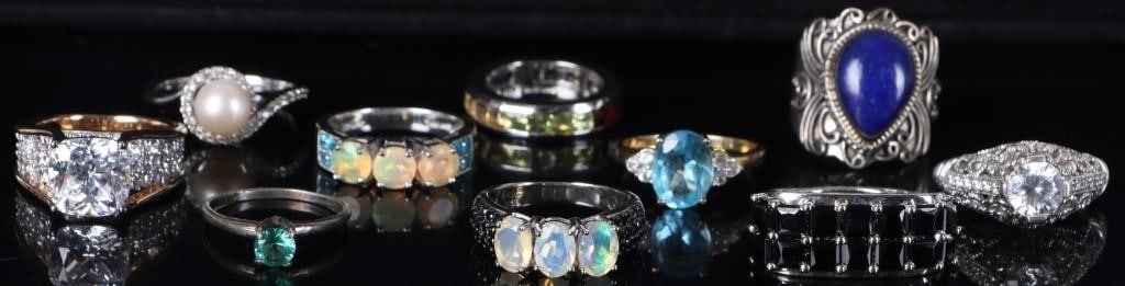 ASSORTED STERLING SILVER GEMSTONE LADIES RINGS(10) (1 of 6)