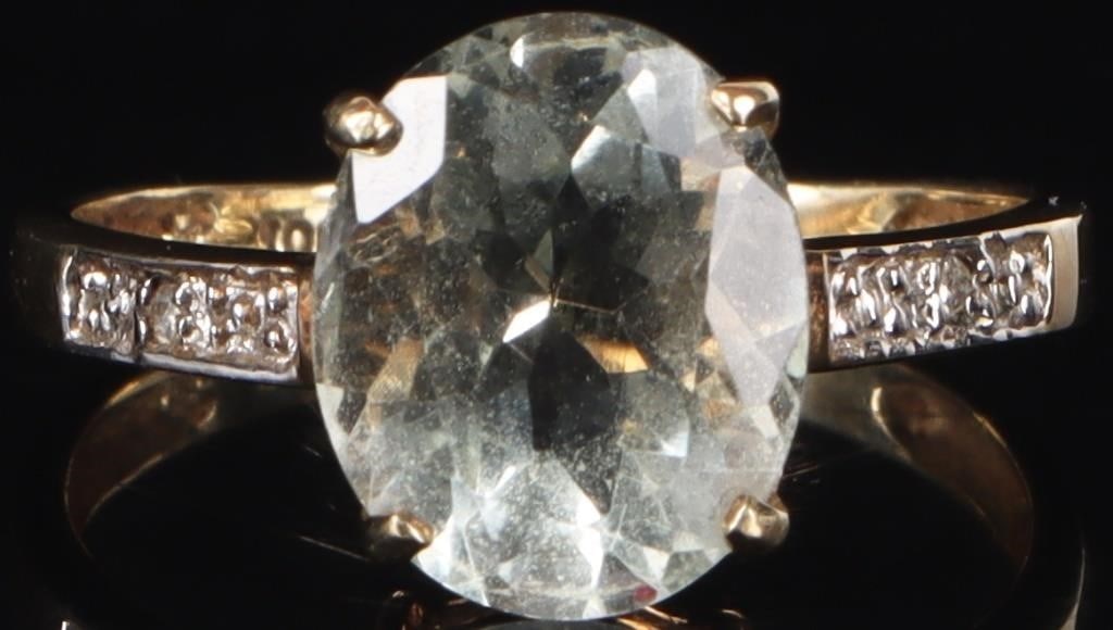 2.0CT AQUAMARINE 10K YELLOW GOLD LADIES RING (1 of 4)