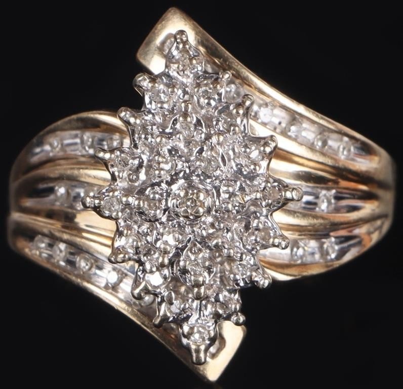 10K YELLOW GOLD DIAMOND LADIES CLUSTER RING (1 of 5)