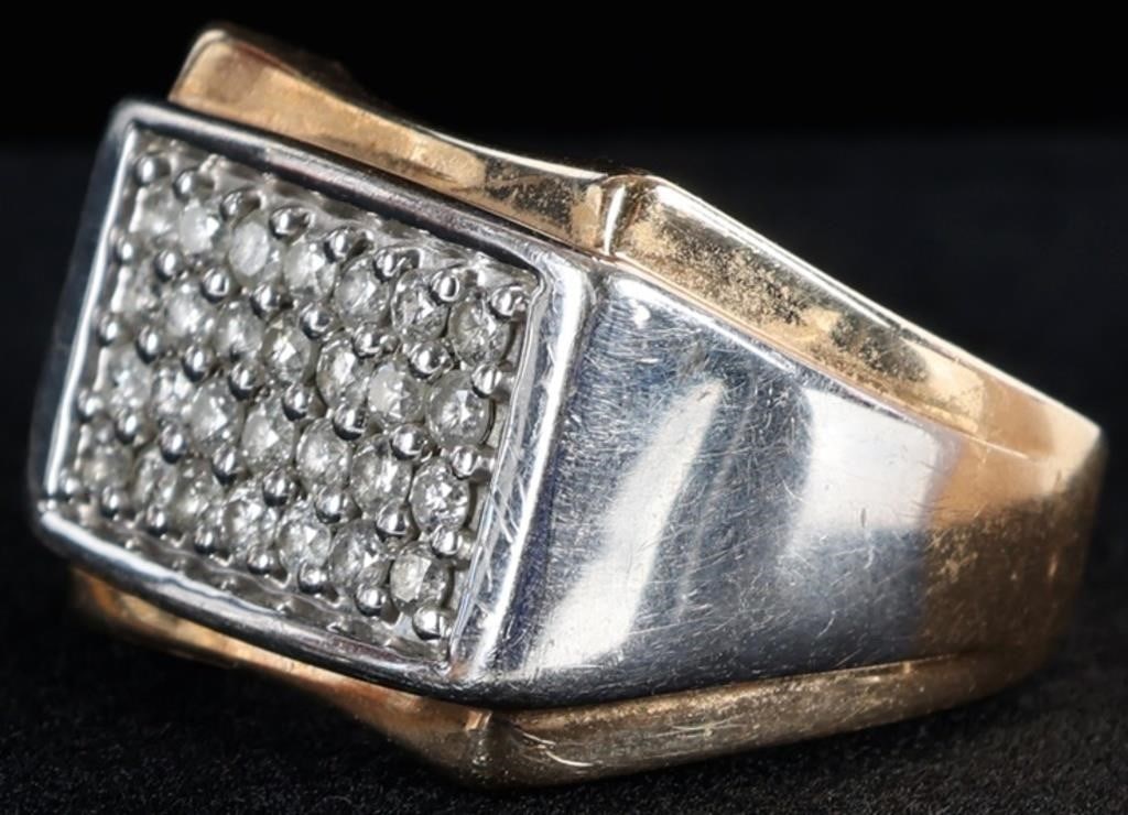 10K YELLOW GOLD DIAMOND MEN'S CLUSTER RING (1 of 4)