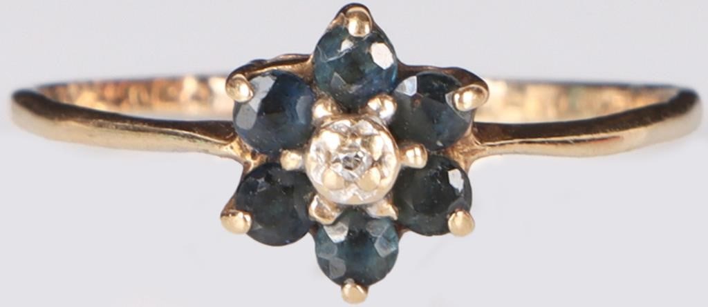 10K YELLOW GOLD LADIES RING W/ DIAMOND & TOPAZ (1 of 4)